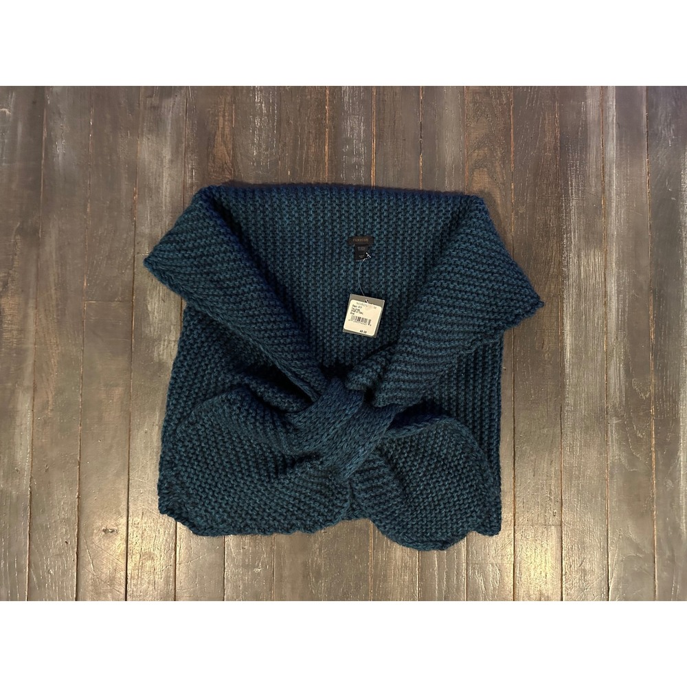 NORDSTROM Women Teal Blue Chunky Knit Capelet Poncho Wrap Sweater One Size NWT